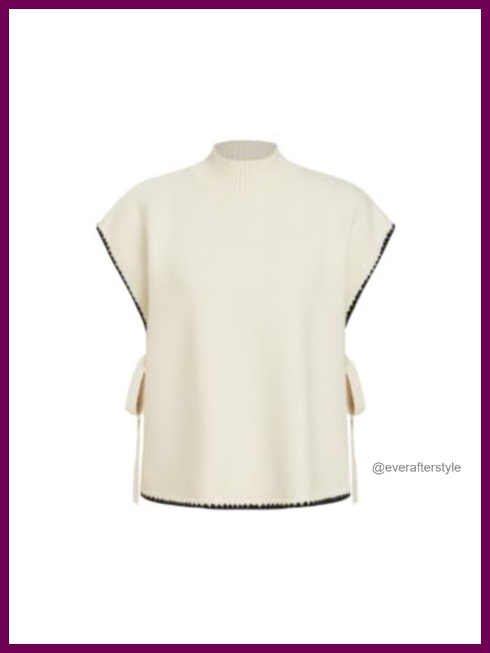 Sleeveless Mock Neck Sweater Vest Side Tie Knit Loose Fit
